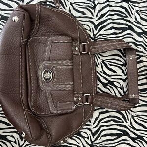 COACH F13963 Hampton Brown Pebbled Leather Top Handle satchel bag/ duster bag